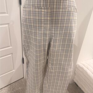 Maurices Yellow Blue Plaid Ponte Dress Pant Ankle Length